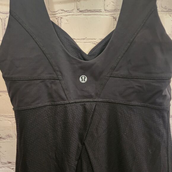 Lululemon Elevate Tank Top Womens 4 Black Breathable Mesh Drawcord Hem - Picture 3 of 10